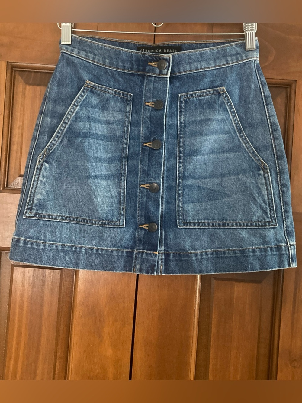 Veronica Beard Getty Denim Button-Front Mini Skirt women’s size 25